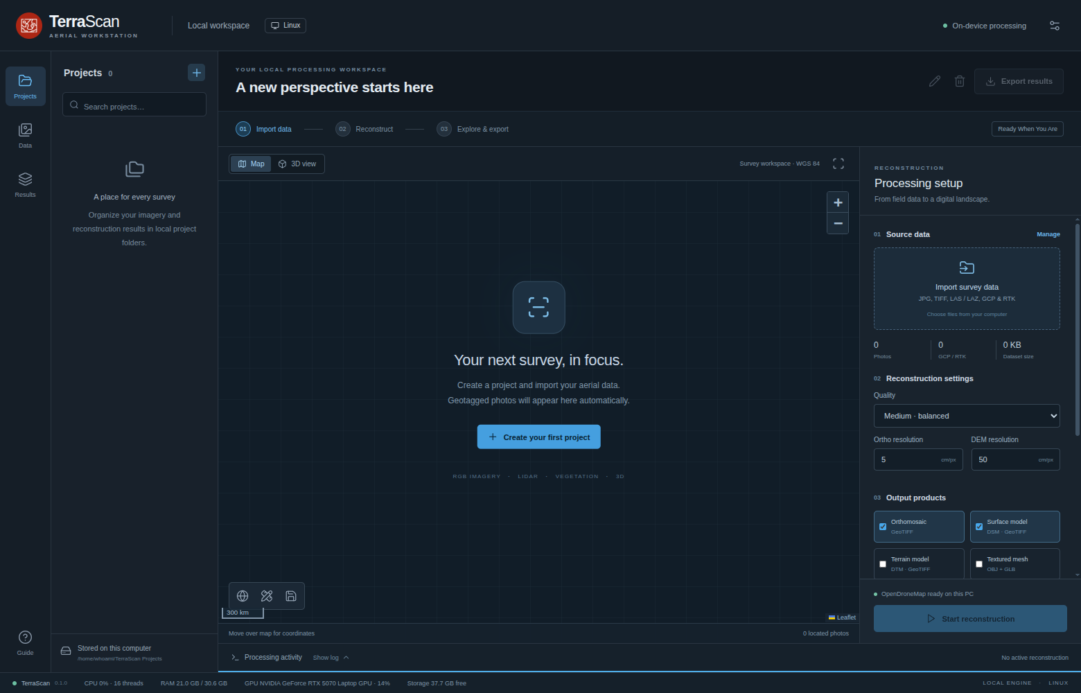 TerraScan Desktop Interface